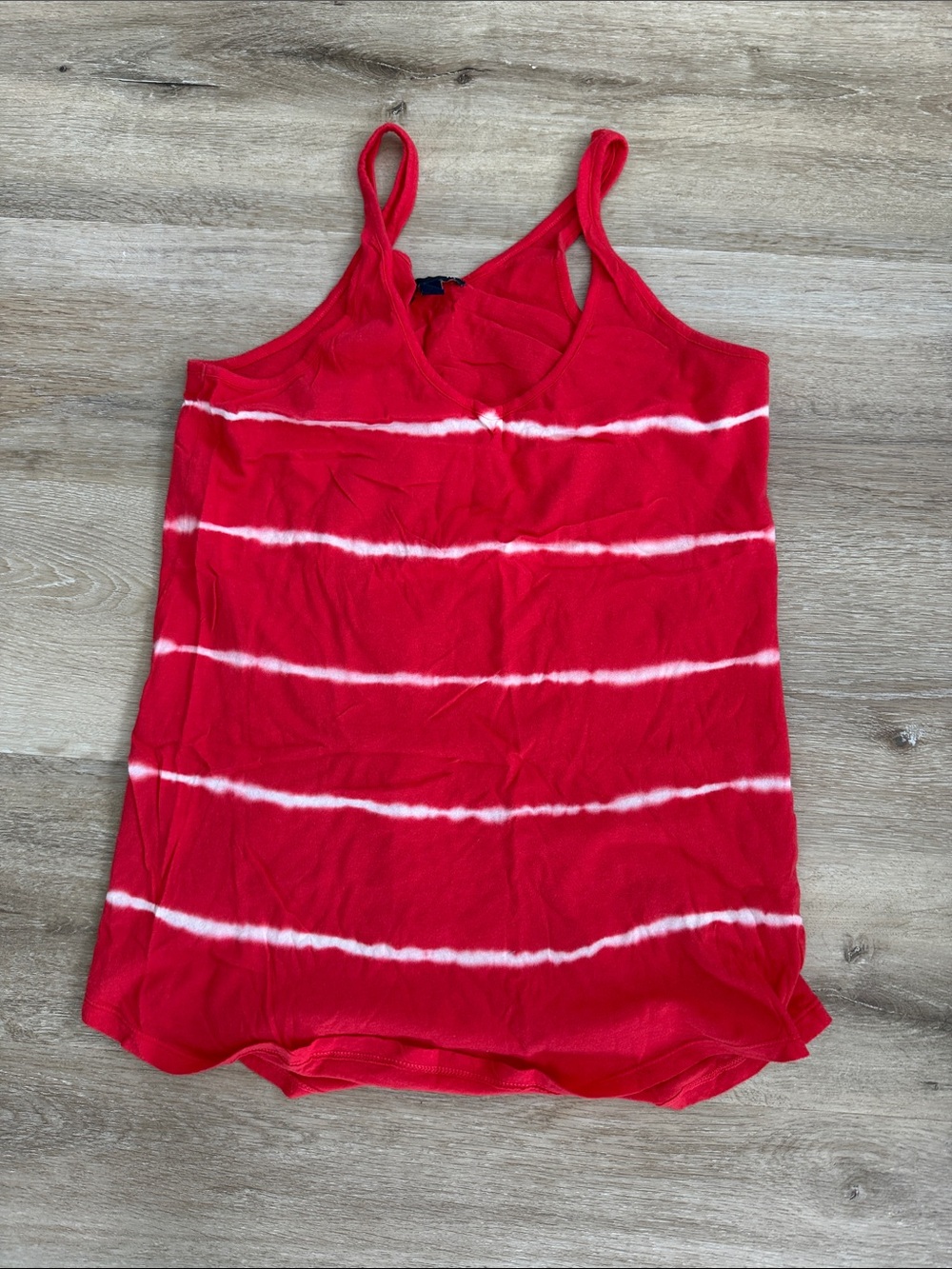 GAP Red and White Striped Tie-Dye Tank Top